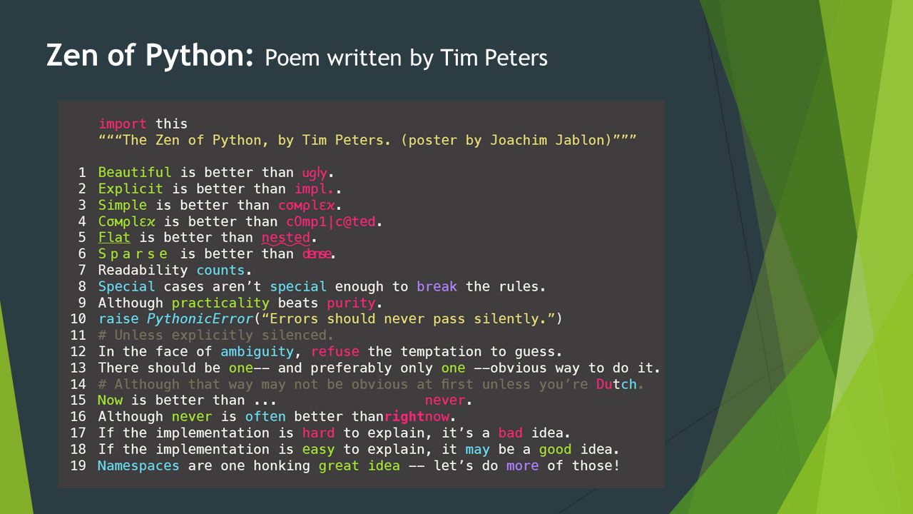 Python shall. Тим Питерс питон. Философия Python. Дзен Пайтона. Философия языка Пайтон.